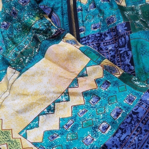 Basic Edition Windbreaker Jacket Womens L Vintage 90s Cluttercore Patchwork - Picture 9 of 9